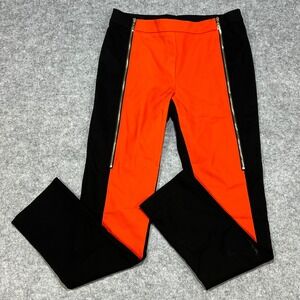 ADORE Colorblock Zip Front Pants Orange Black Size S